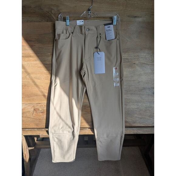 Levi's 511 Slim Tech Pants Mens 30x32 Khaki High Stretch Performance Red Tag - Picture 1 of 5